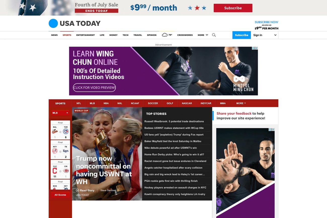 Display ad on USA Today